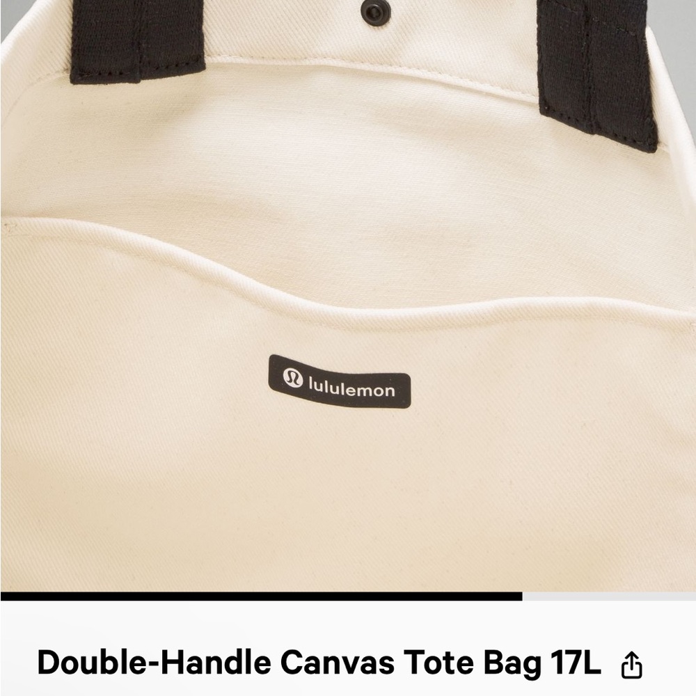 Lululemon Athletica Double Handle Canvas Tote Bag NEW - Picture 4 of 5